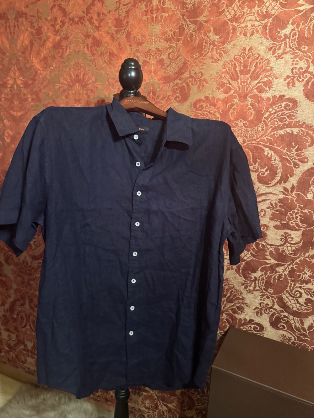 Quince 100% European Navy Linen Short-Sleeve Button-Down Shirt - Picture 8 of 8